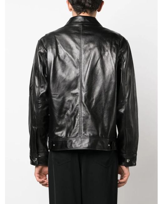Helmut Lang Black Zip-Up Leather Jacket for men