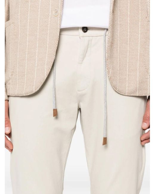 Eleventy White Drawstring-Waist Trousers for men