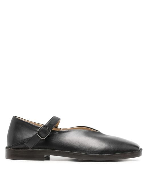 Lemaire Gray Leather Flat Pumps