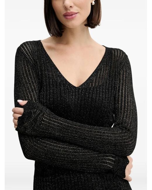 INTROPIA Black V-Neck Textured Dress