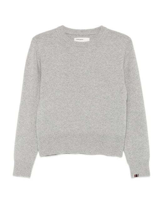 Extreme Cashmere Gray Crew-Neck Fine-Knit Sweater