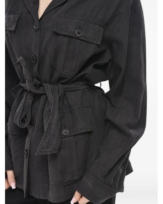 Aspesi Black Belted Four-Pocket Blouse