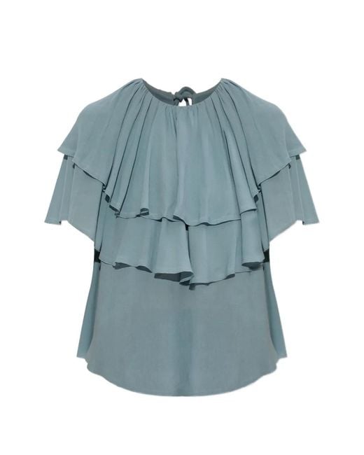 By Malene Birger Blue Nina Ruffled Blouse