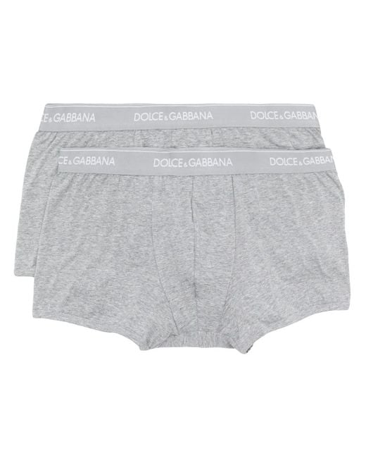 Dolce & Gabbana Gray Stretch Cotton Boxers Two-pack for men