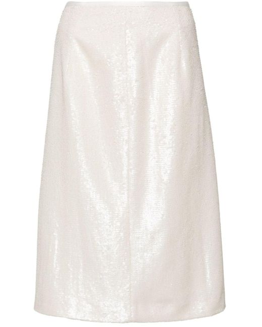 Incotex White Sequinned Pencil Skirt