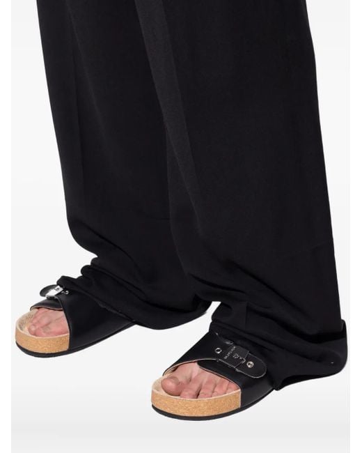 Balenciaga Black Buckle-Fastening Leather Slides for men