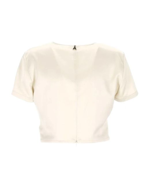 Patrizia Pepe Natural Twist-Front Satin Top
