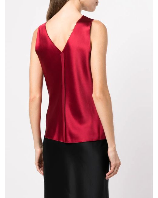 Voz Red Silk Raw-Edge Tank Top