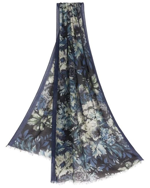 Sciarpa A Fiori di Etro in Blue da Uomo