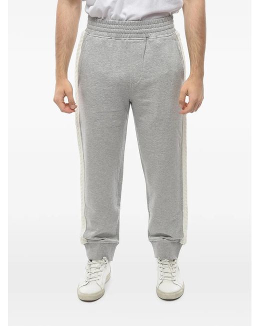 Neil Barrett Gray Cable-Knit-Stripe Track Pants for men