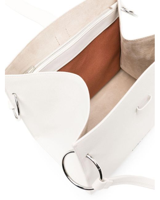 Bimba Y Lola White Logo-lettering Leather Tote Bag