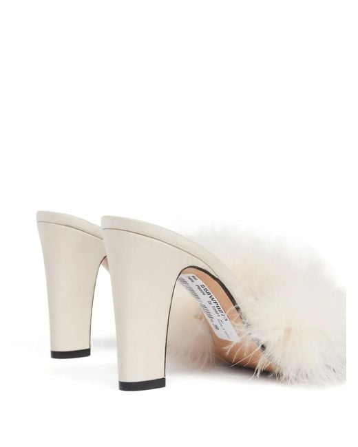 Maison Margiela Natural 90Mm Feather Satin Sandals