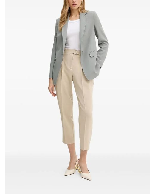 Boss White Pleated-Front Trousers