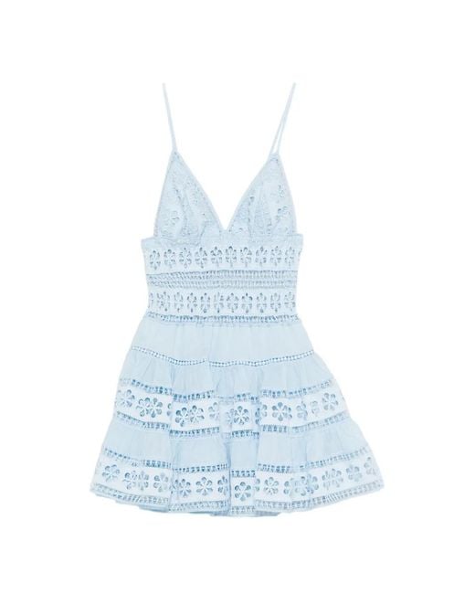 Charo Ruiz Blue Isca Broderie-Anglaise Mini Dress