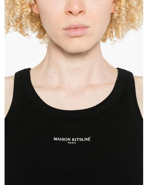 Maison Kitsuné Black Tank Top Ribbed