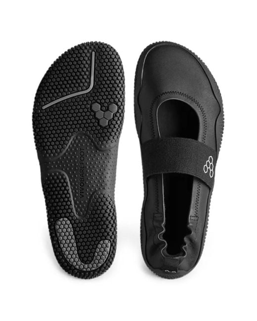 Vivobarefoot Black Motus Studio Elasticated-Strap Ballet Flats