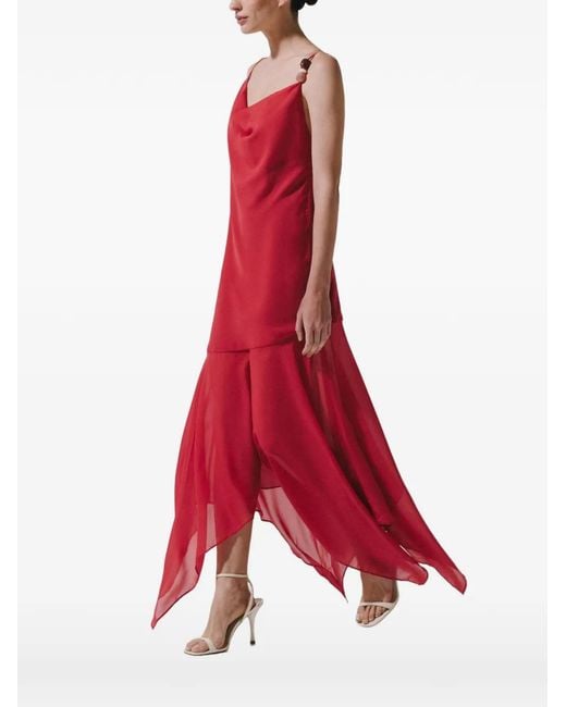 Baobab Red Carlota Asymmetrical Midi Dress