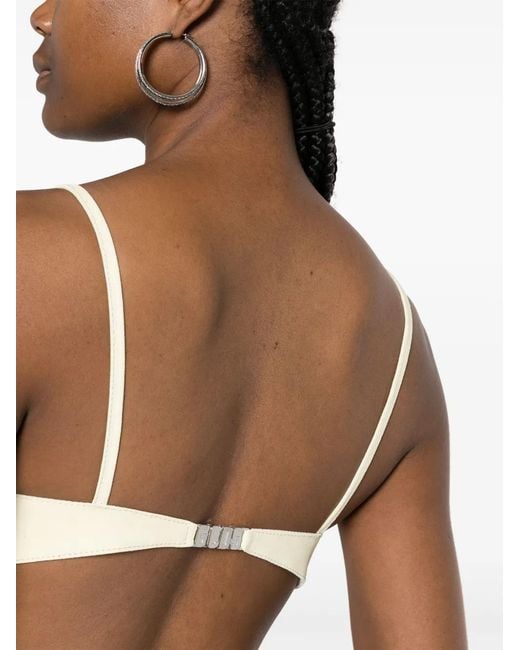Gcds Natural Hoop Logo-Plaque Suede Bralette