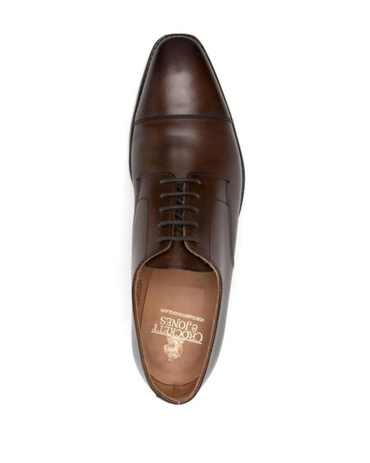 Crockett and Jones Brown Norwich Leather Derby Shoes for men