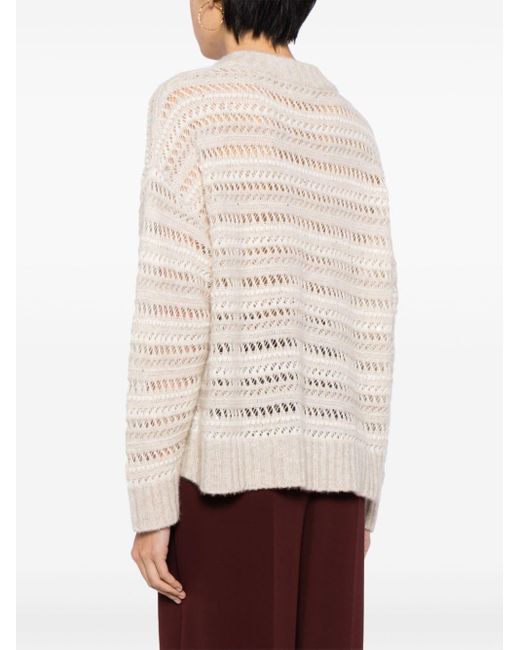 N.Peal Cashmere Natural Open-knit Jumper