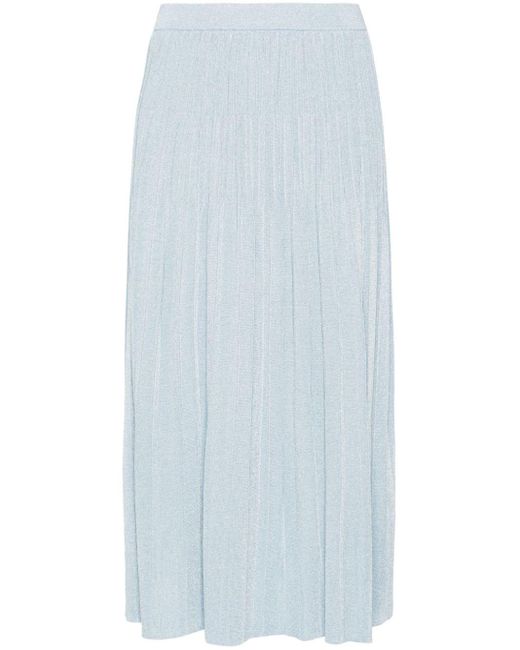 Zimmermann Blue Waverly Lurex-detail Ribbed Skirt