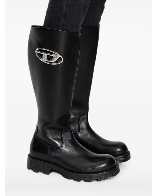 DIESEL Black D-Hammer Knee-High Boots