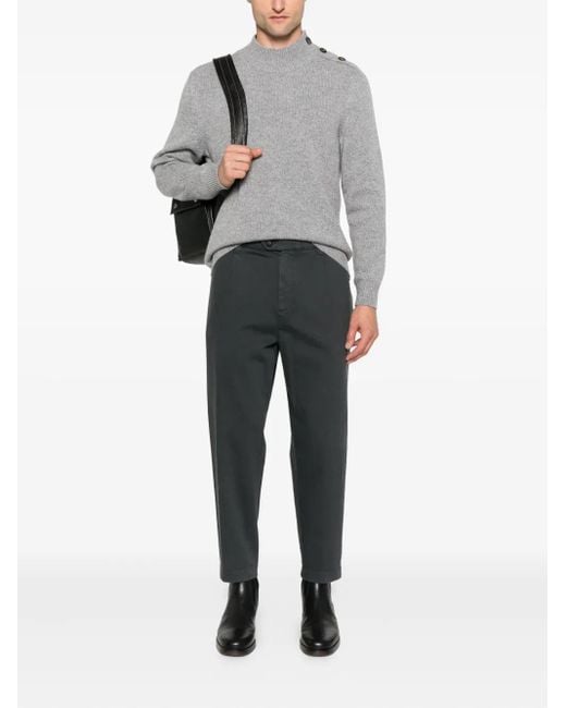 Eleventy Gray Button-Detailed Wool Sweater for men