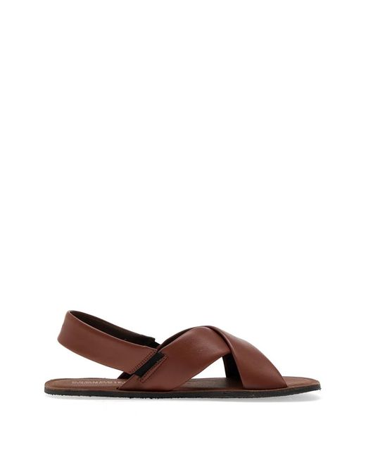 Groundies Brown Crossover-Strap Slingback Sandals