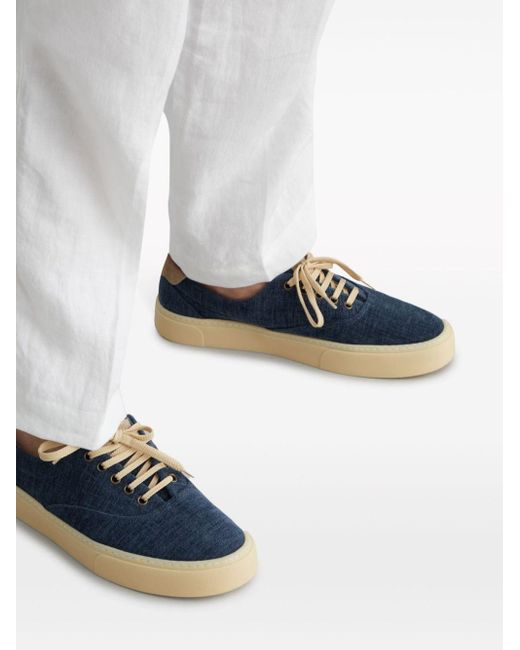 Brunello Cucinelli Blue Canvas Sneakers for men