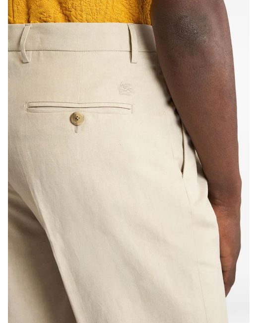 Etro Natural Pleated Silk-Blend Trousers for men