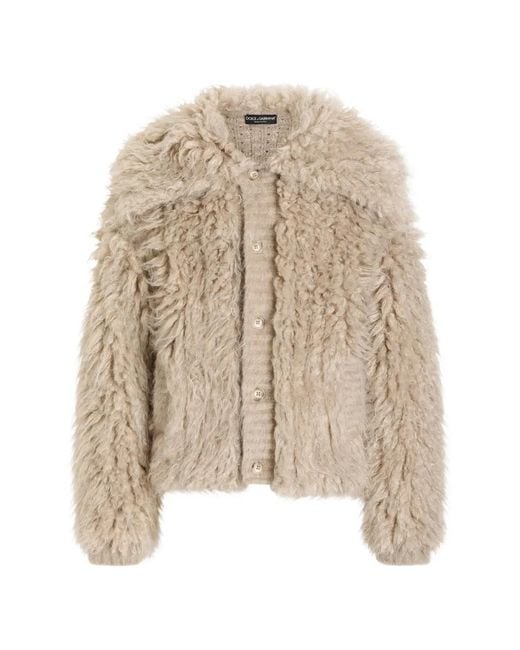 Dolce & Gabbana Natural Fur-Effect Mohair Cardigan for men