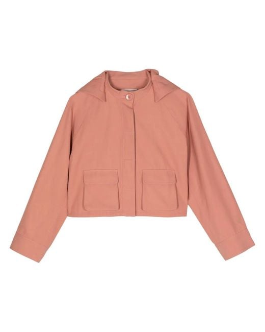 Shiatzy Chen Pink Detachable-Hood Cargo Jacket