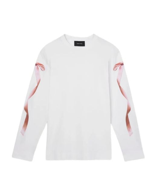 Simone Rocha White Ribbon Long-Sleeve Sweatshirt for men