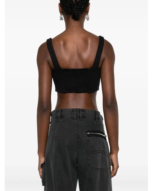 Barrow Black Smiley-Face Jersey Fleece Cropped Top