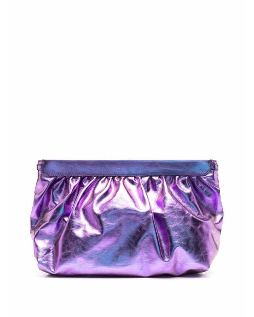 Isabel Marant Purple Luz Metallic Clutch Bag