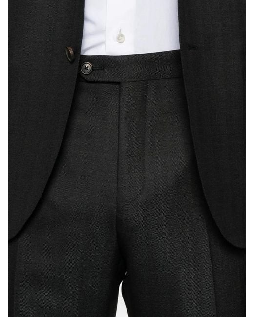 Corneliani Black Pinstripe Wool Suit for men