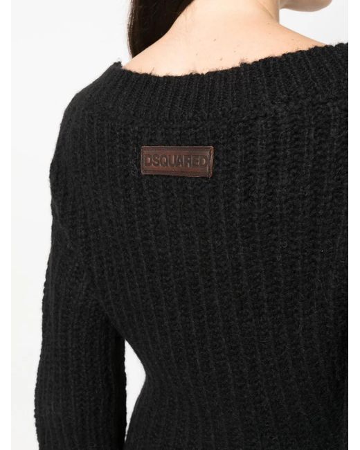 DSquared² Off-Shoulder Mini-Jurk in het Black