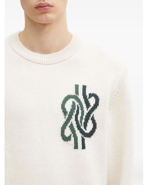 Filling Pieces White Ribbed Graphic Sweater for men
