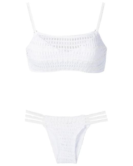 Amir Slama White Open-Knit Bikini Set