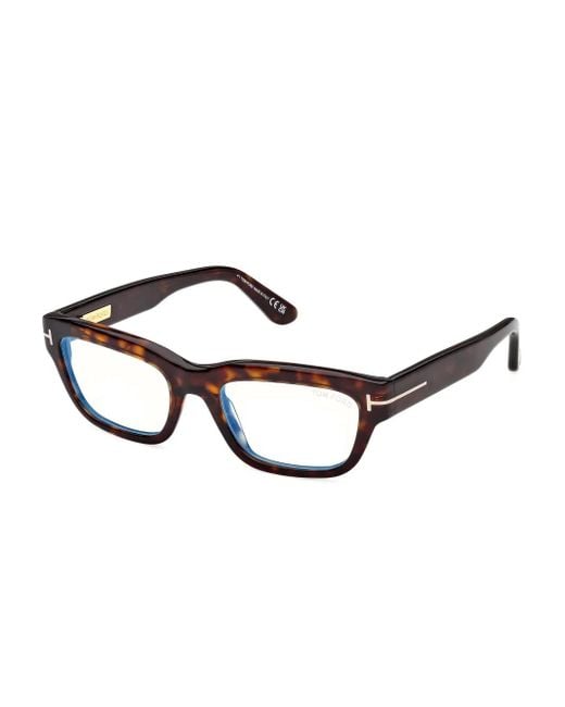 Tom Ford Brown Tortoiseshell Rectangular Glasses