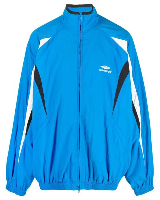 Balenciaga Blue Logo-Embroidered Track Jacket for men