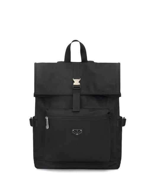 Philipp Plein Black Nylon Box Backpack for men
