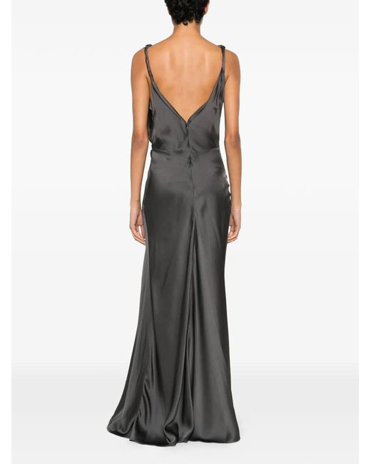Victoria Beckham White Posy Cowl-Neck Maxi Dress