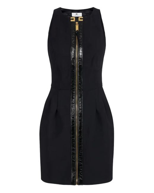 elisabetta franchi leather dress Elisabetta Franchi dress Elisabetta Franchi leather-colored linen blend