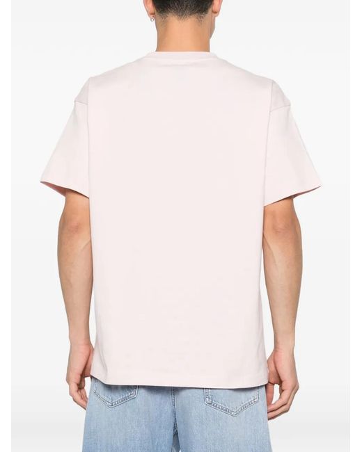 flâneur Pink Logo-Patch Crew-Neck T-Shirt for men