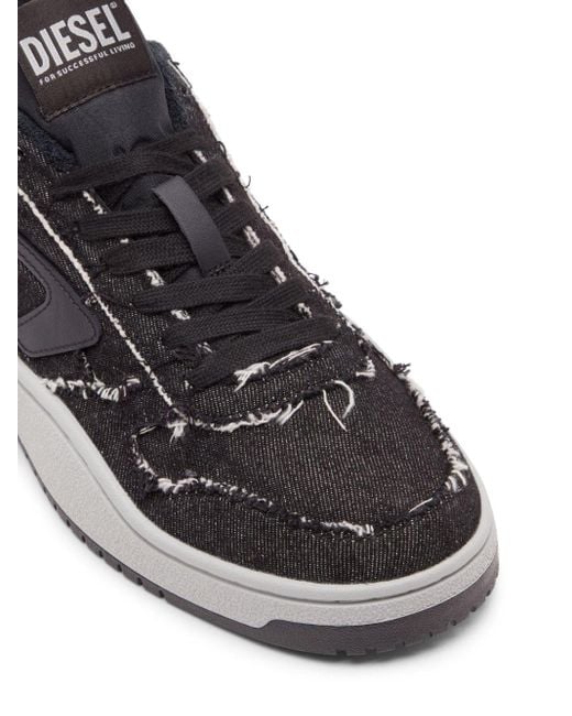 DIESEL Black S-ukiyo Low-low-top Sneakers In Frayed Denim for men