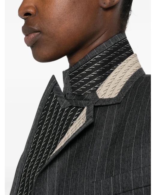 Sacai Gray Pinstriped Layered-Detail Blazer
