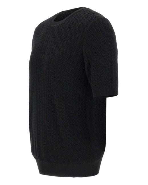 Gran Sasso Top Met Korte Mouwen En Chevron Streep in het Black voor heren
