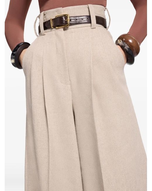Elie Saab Natural Pleated Trousers