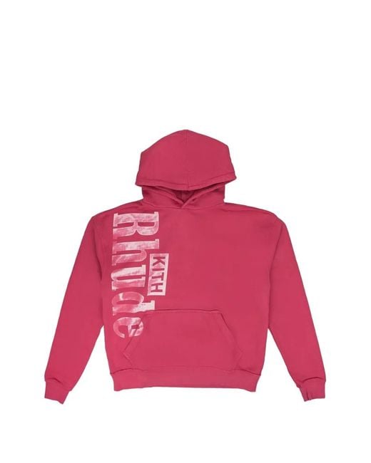 Rhude Pink X Kith Logo-Print Cotton Hoodie for men